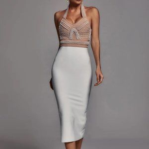 Pearl Halter Bandage Dress